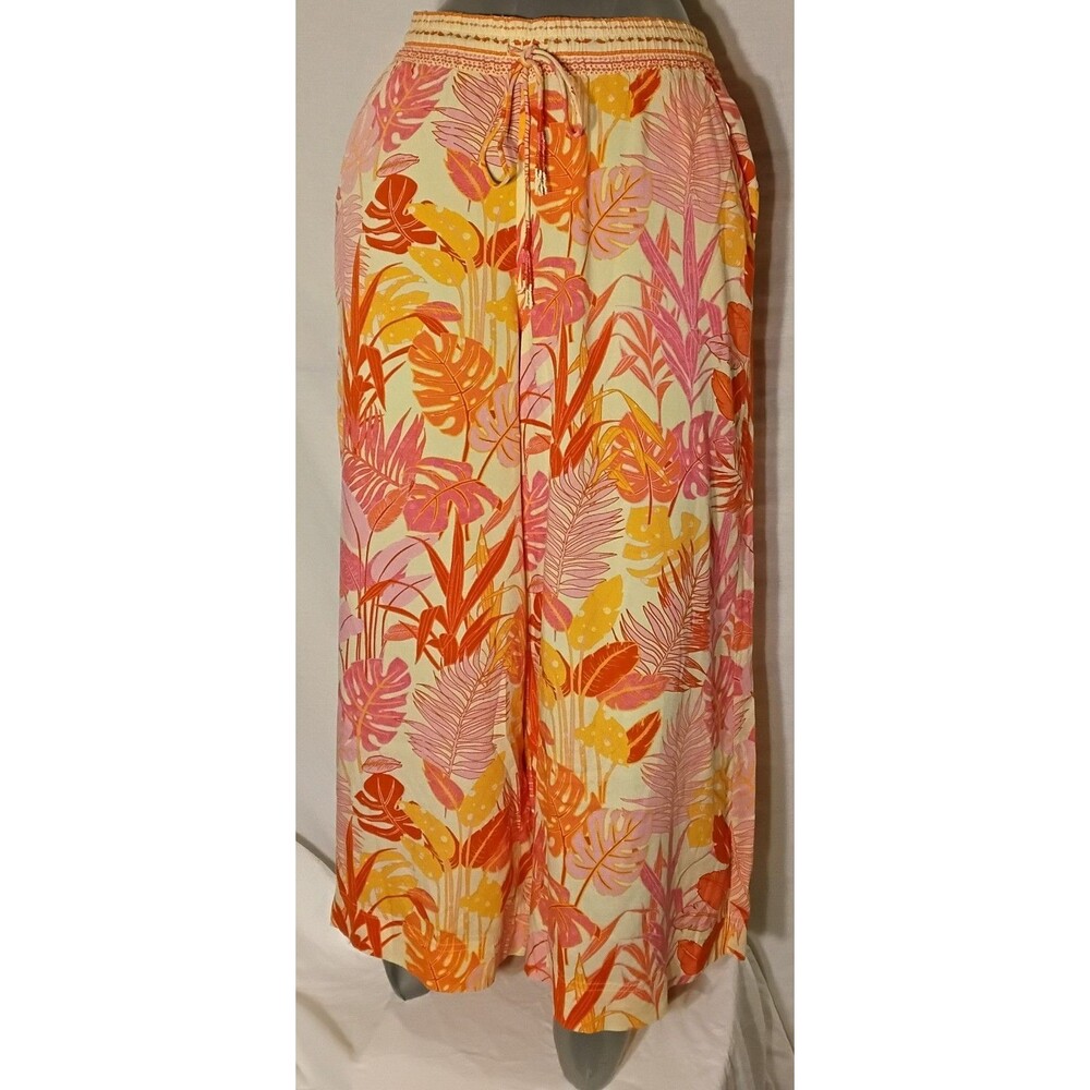 Women's Haute Hippie Tropical Floral Wide Leg Pants Size Large Excellent